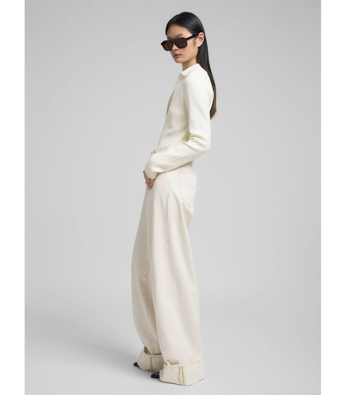 ワイドレッグNALAJAコットンヘンプブルデニム 詳細画像 アイボリー 4